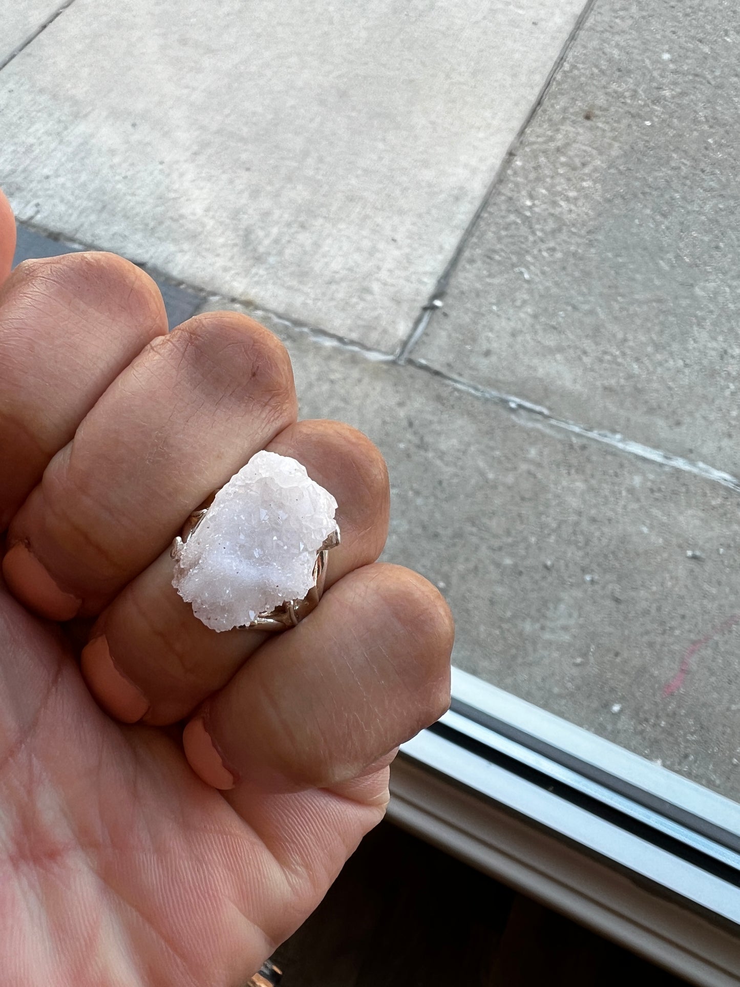 Clear Quartz Geode Ring