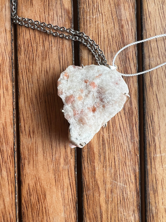 Sun Stone (Rough) Wire-wrapped Necklace