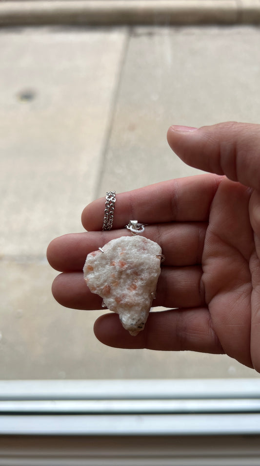 Sun Stone (Rough) Wire-wrapped Necklace