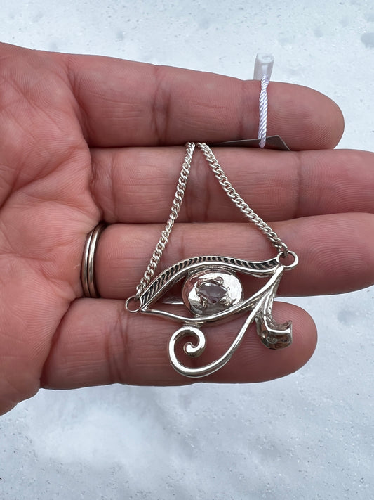 Eye of Horus Pendant w/ Herkimer Diamond