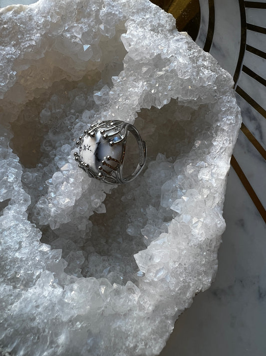 Dendrite Opal Sterling Silver Ring