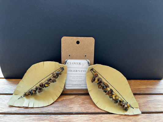 Sandy brown Earrings w/ Tiger's Eye (Large)