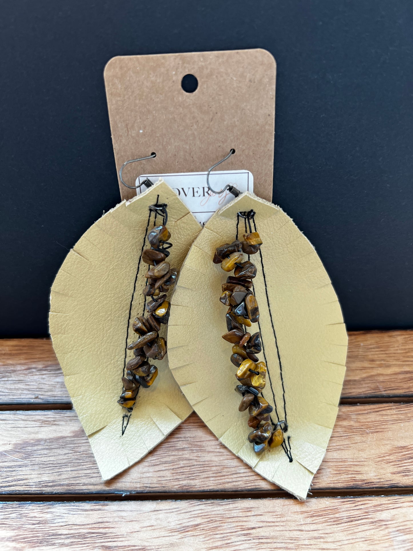 Sandy brown Earrings w/ Tiger's Eye (Large)