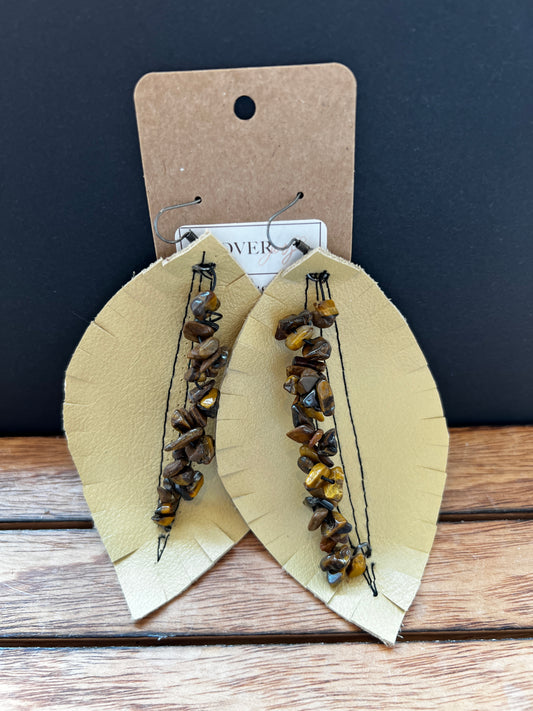 Sandy brown Earrings w/ Tiger's Eye (Large)