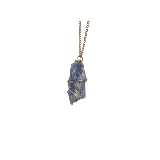 Blue Kyanite Necklace w/ gold wire and chain