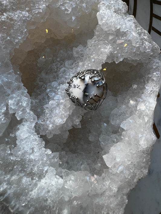 Dendrite Opal Sterling Silver Ring
